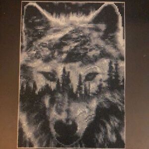 Majestic Wolf Art Painting - Black and Gray